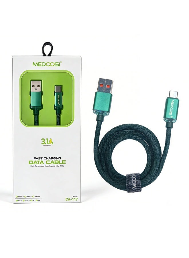 MEDOOSI 3.1A Fast Charging Cable 1M - Nylon Braided USB Cable, Durable & Fast Sync Data Cord for Android Smartphones, Tablets, Power Banks - Image 1
